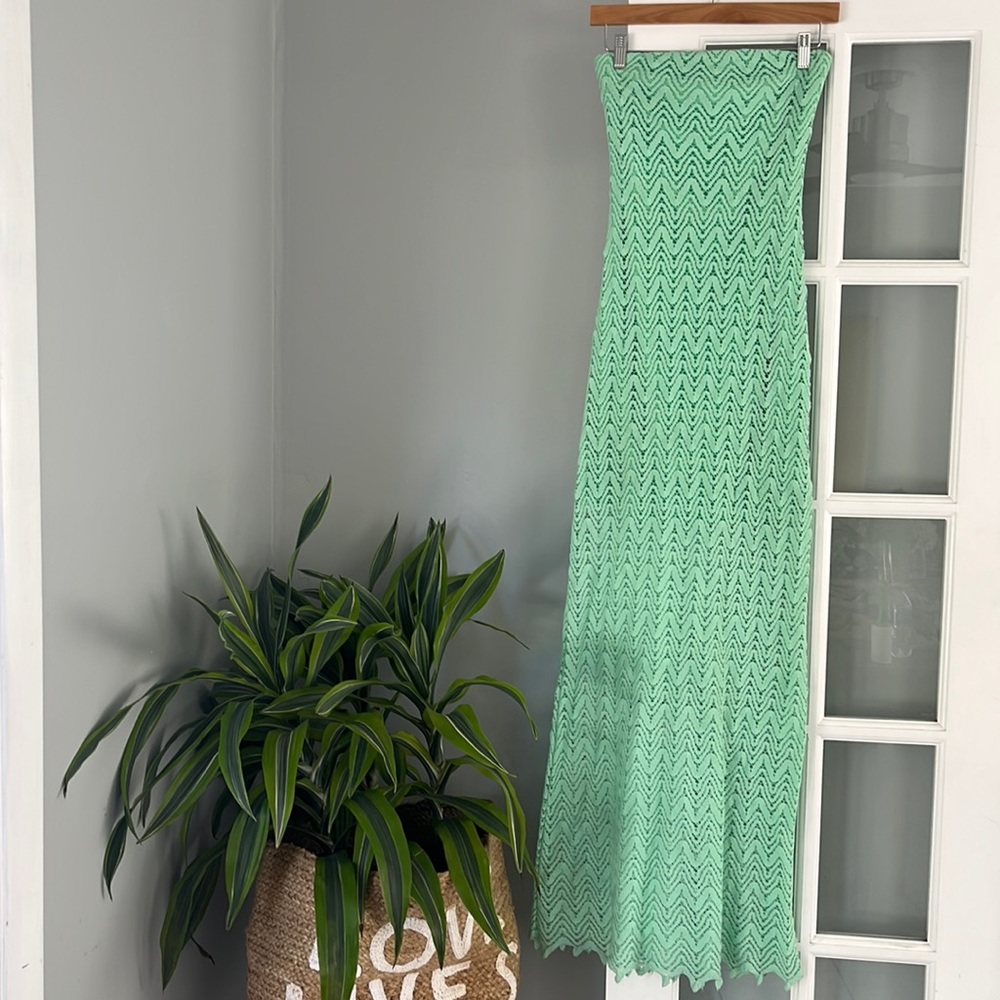 Teal Crochet Maxi Dress